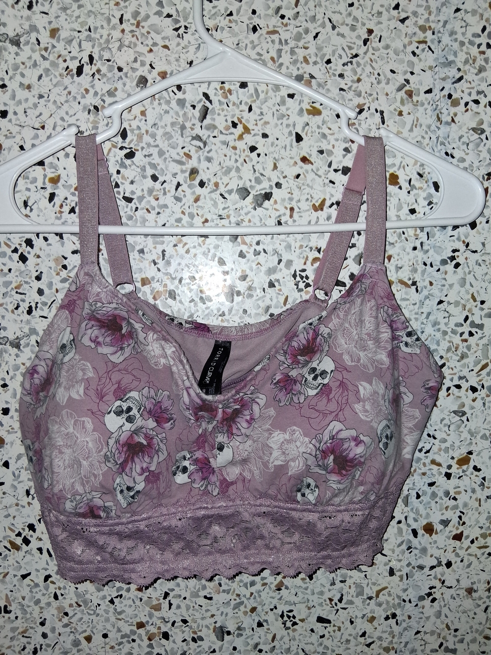 Women's Torrid Curve Bralette Pink Skulls Size 1X Padded Wireless